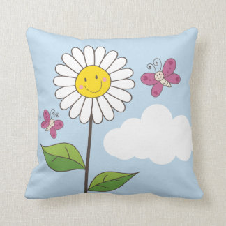 Smiling Daisy & Butterflies Cushion