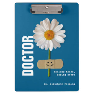 Smiling Daisy Custom Name Clipboard for Doctor