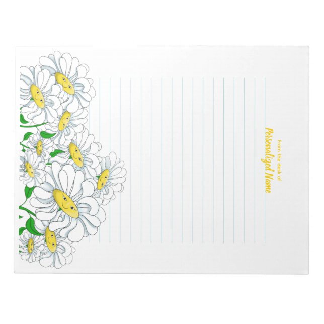 Smiling Daisy Dreams Lined Notepad (Front)