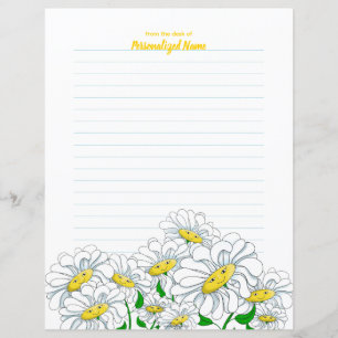 Smiling Daisy Dreams Lined Paper Sheet