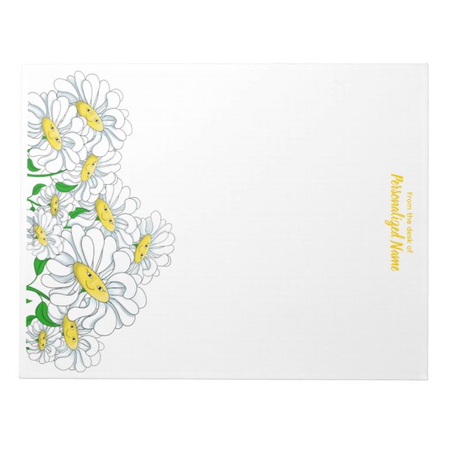 Smiling Daisy Dreams Unlined Notepad (Front)