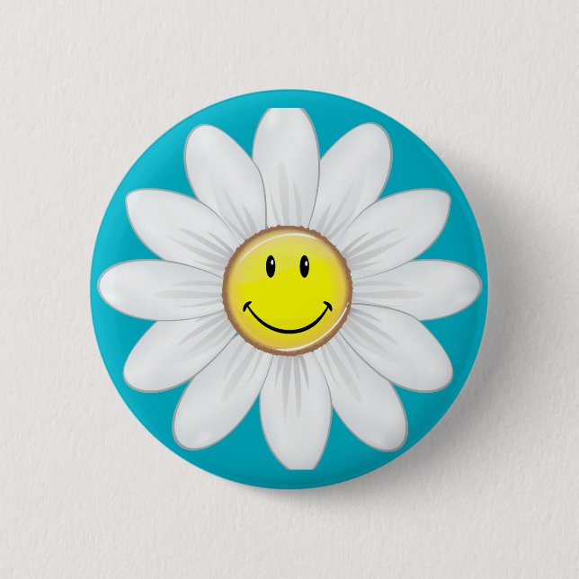Smiling Daisy Flower 6 Cm Round Badge (Front)