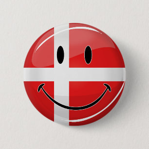 Smiling Denmark Flag 6 Cm Round Badge