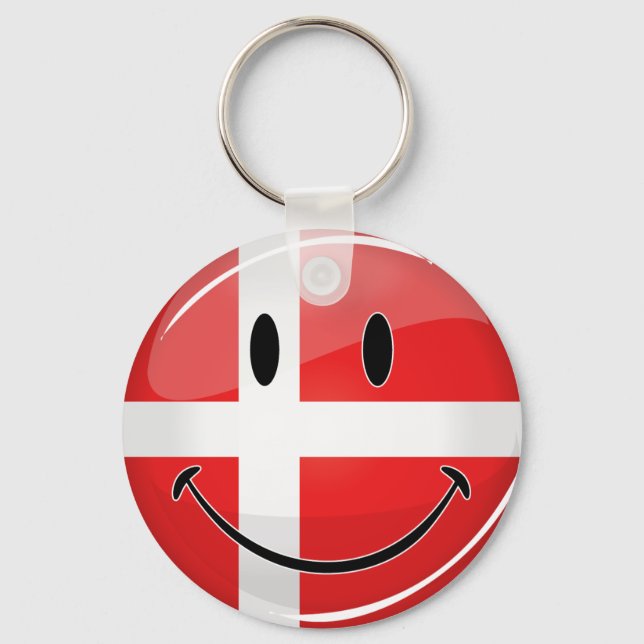 Smiling Denmark Flag Key Ring (Front)
