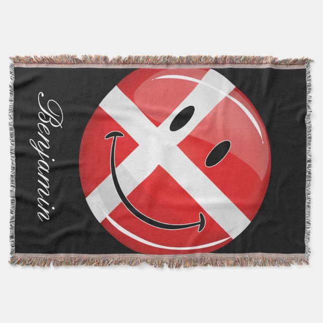 Smiling Denmark Flag Throw Blanket (Front)