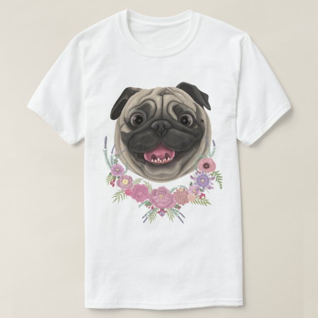 Smiling Derpy Pug T-Shirt (Design Front)