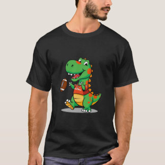 Smiling Dinosaur Playing Football T-Shirt for Kids