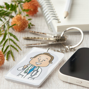 Smiling Doctor Giving Thumbs Up with Stethoscope  Key Ring