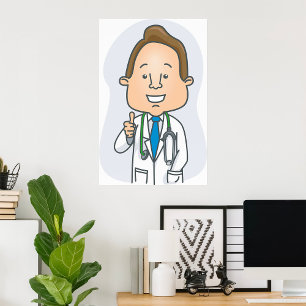 Smiling Doctor Giving Thumbs Up with Stethoscope  Poster