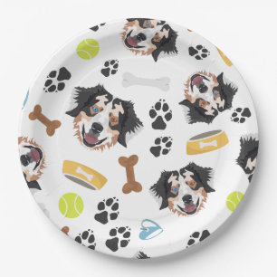 Smiling Dog Australian Shepherd Paper Plate