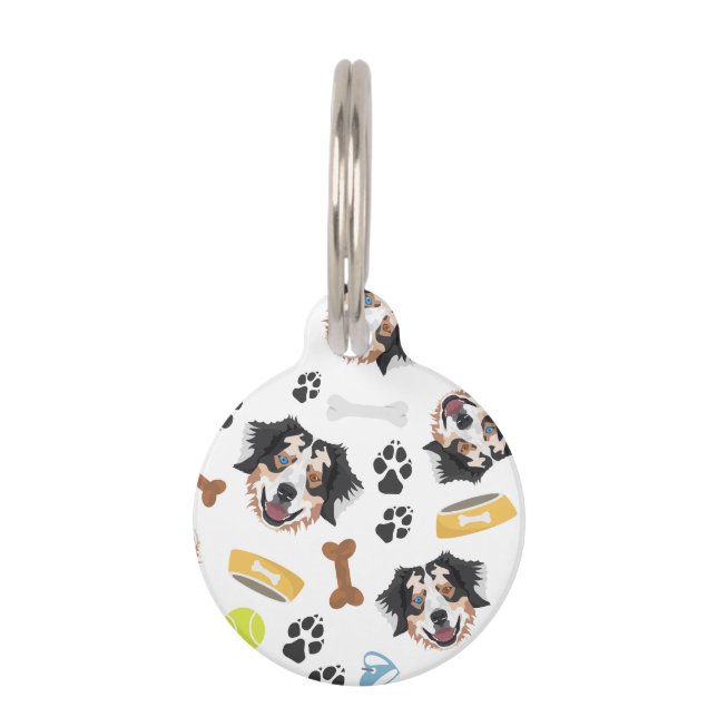 Smiling Dog Australian Shepherd Pet Tag (Front)