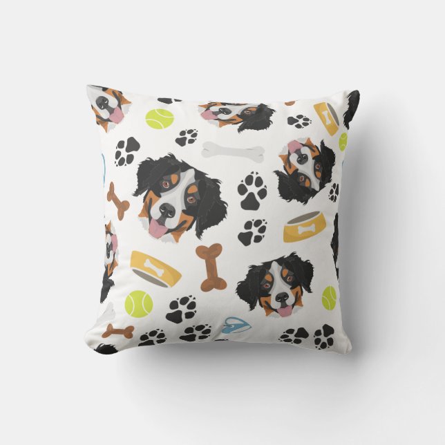 Smiling Dog Bernese Mountain Dog Cushion (Front)