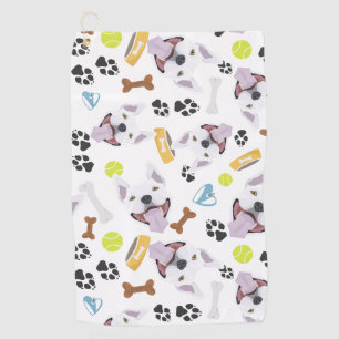Smiling Dog Bull Terrier Golf Towel