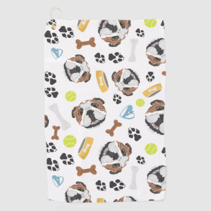 Smiling Dog English Bulldog Golf Towel