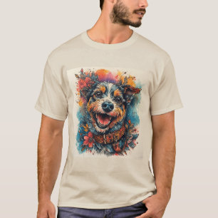 Smiling Dog in Watercolor Style T-Shirt