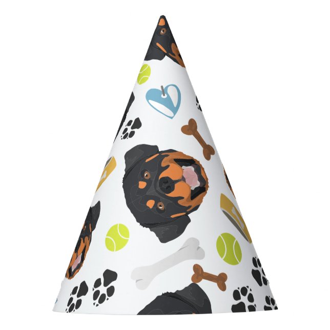 Smiling Dog Rottweiler Party Hat (Front)