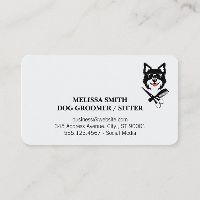 Smiling Doggie | Groomer Tools Business Card (Back)