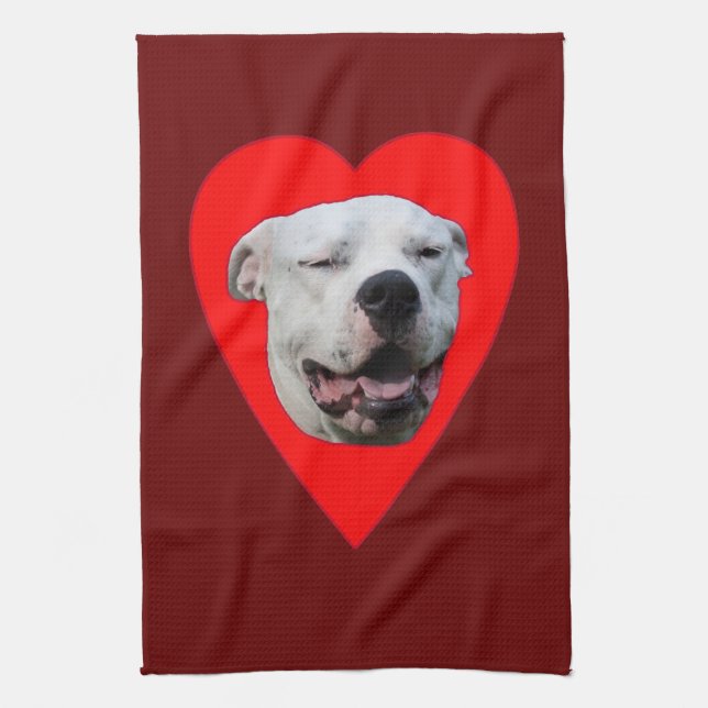 Smiling Dogo Argentino Tea Towel (Vertical)
