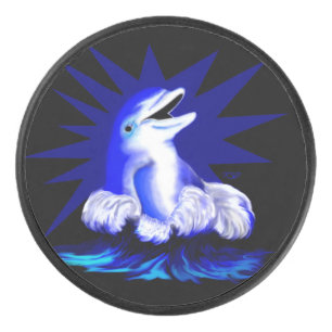 Smiling Dolphin Hockey Puck