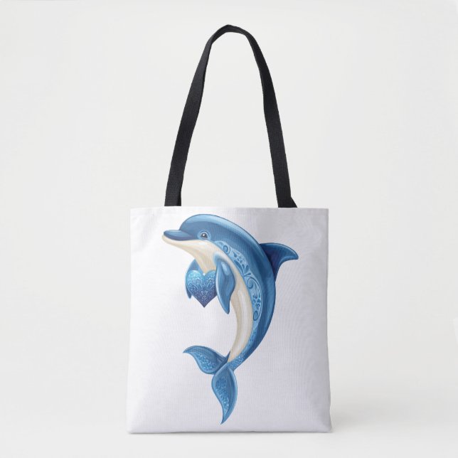Smiling Dolphin Kids' T-Shirt Tote Bag (Front)