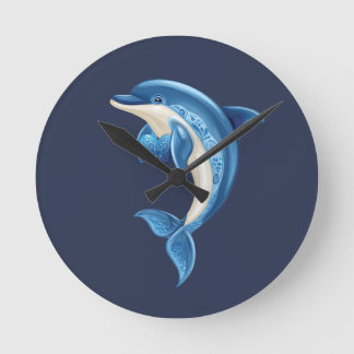 Smiling Dolphin Pillow Round Clock
