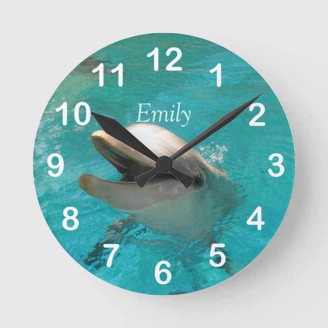 Smiling Dolphin Round Clock (Front)