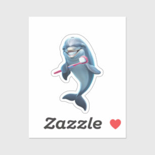 Smiling Dolphin with Toothbrush