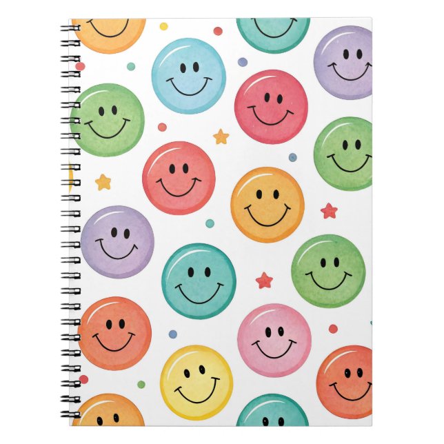 Smiling Emoji Pattern Notebook (Front)