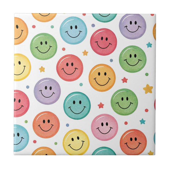 Smiling Emoji Pattern Tile (Front)