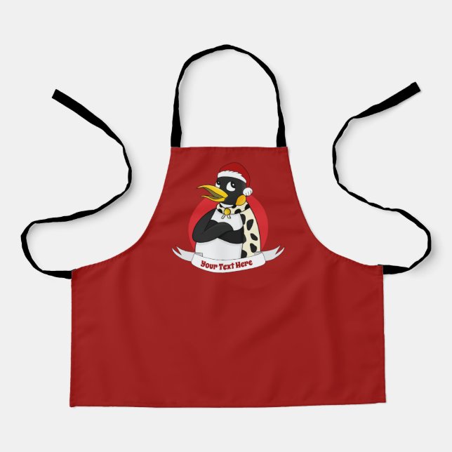 Smiling emperor penguin Christmas cartoon Apron (Front)