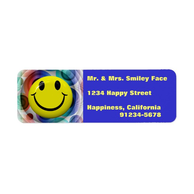 Smiling Face Colourful Return Address Labels (Front)