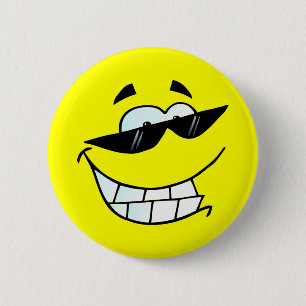 Smiling Face in Sun Glasses 6 Cm Round Badge