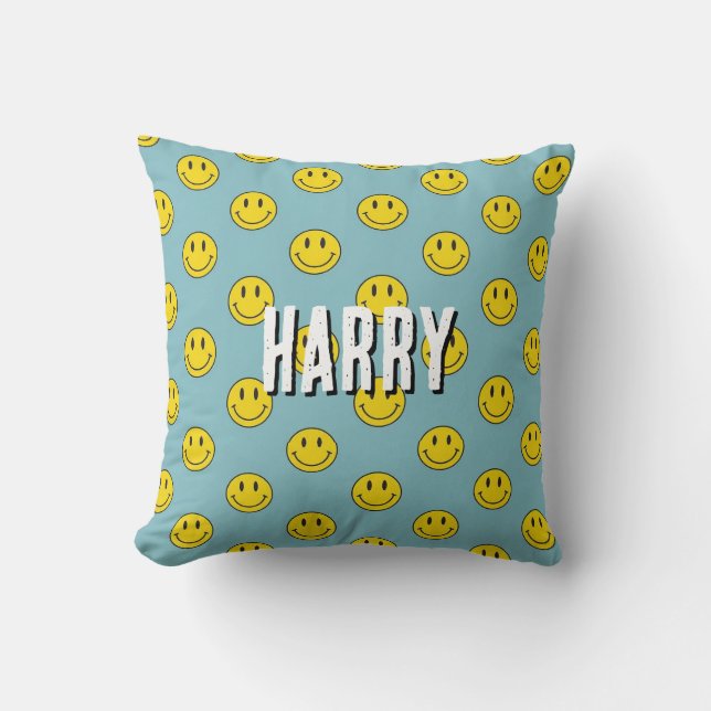 Smiling Face Pattern – Cute Yellow Smiles  custom  Cushion (Front)