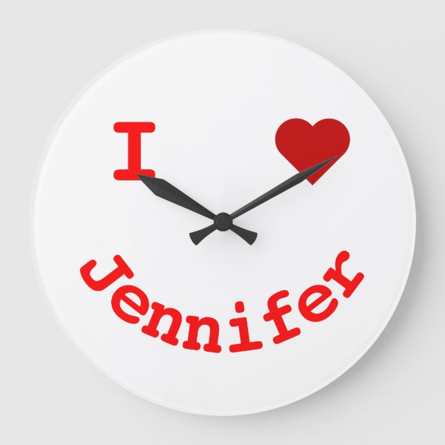 Smiling Face Personalized I Heart Numberless Large Clock (Front)