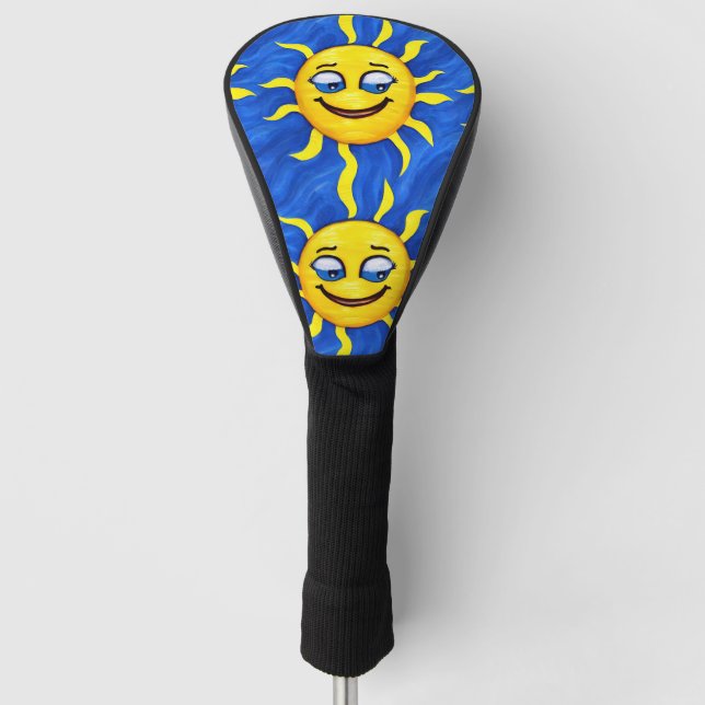 Smiling Face Sunny Sun Golf Head Cover (Front)
