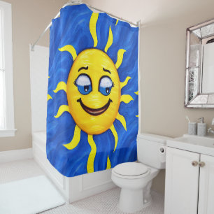 Smiling Face Sunny Sun Shower Curtain