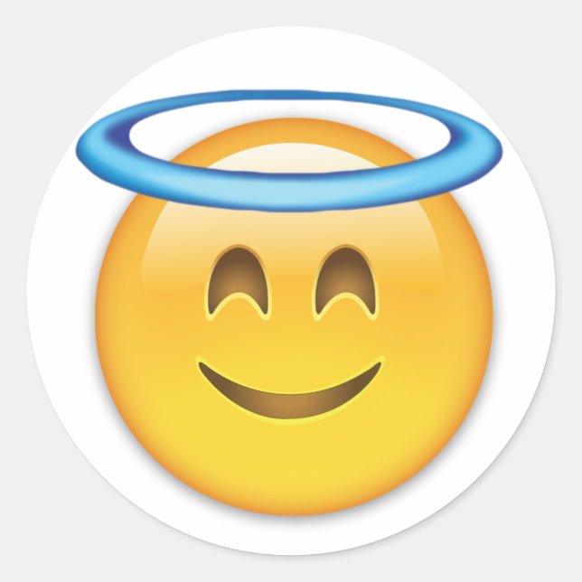 Smiling Face With Halo Emoji Classic Round Sticker (Front)