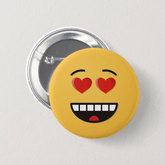 Smiling Face with Heart-Shaped Eyes 6 Cm Round Badge (Front & Back)