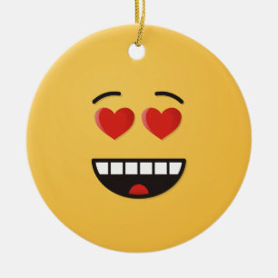 Smiling Face with Heart-Shaped Eyes Ceramic Orname Tree Decoration