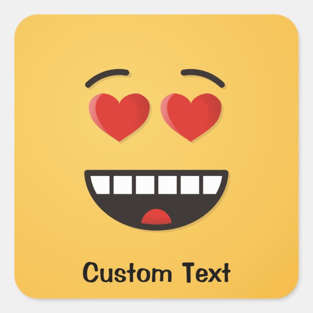 Smiling Face with Heart-Shaped Eyes Classic Round  Square Sticker (Front)