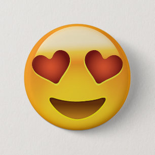Smiling Face With Heart Shaped Eyes Emoji 6 Cm Round Badge