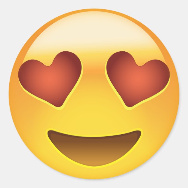 Smiling Face With Heart Shaped Eyes Emoji Classic Round Sticker (Front)