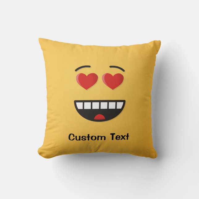 Smiling Face with Heart-Shaped Eyes Throw Pillow (Front)