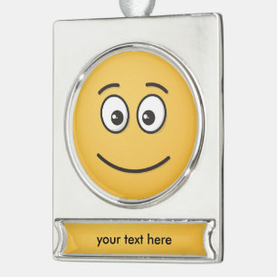Smiling Face with Open Eyes Silver Plated Banner Ornament