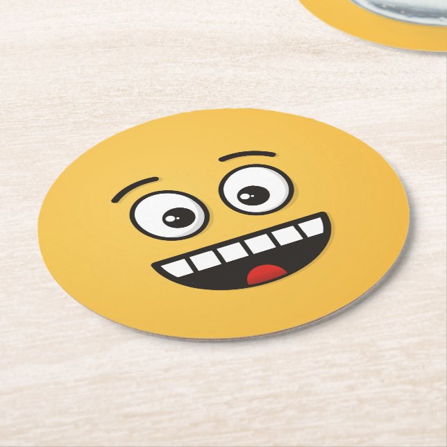 Smiling Face with Open Mouth Round Paper Coaster (Angled)