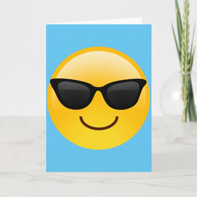 Smiling Face With Sunglasses Cool Emoji Card (Front)