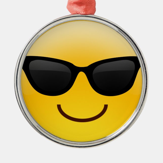 Smiling Face With Sunglasses Cool Emoji Metal Tree Decoration (Front)