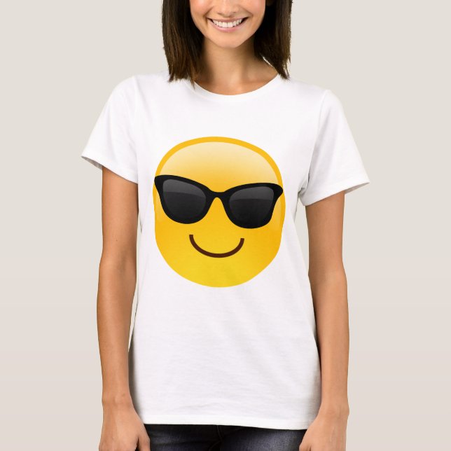 Smiling Face With Sunglasses Cool Emoji T-Shirt (Front)