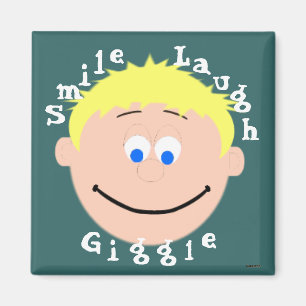 Smiling Faces Blonde Blue Eyes Boy Magnet
