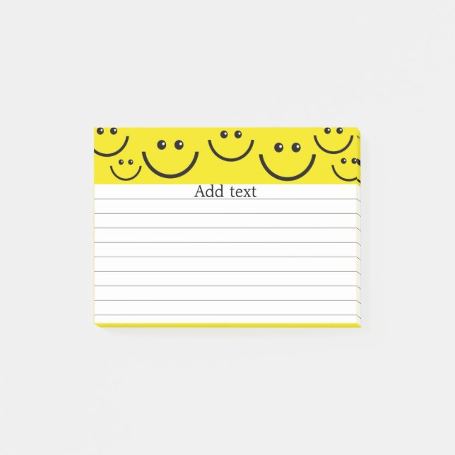 Smiling Faces in Sunshine Yellow Template Post-it Notes (Front)